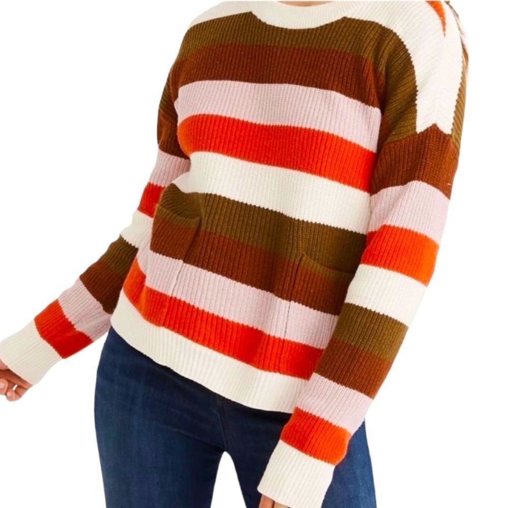 Madewell Patch Pocket Pullover Sweater in Walton Stripe S